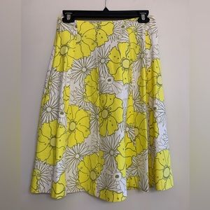 Topshop yellow and white floral midi tea length skirt NWT